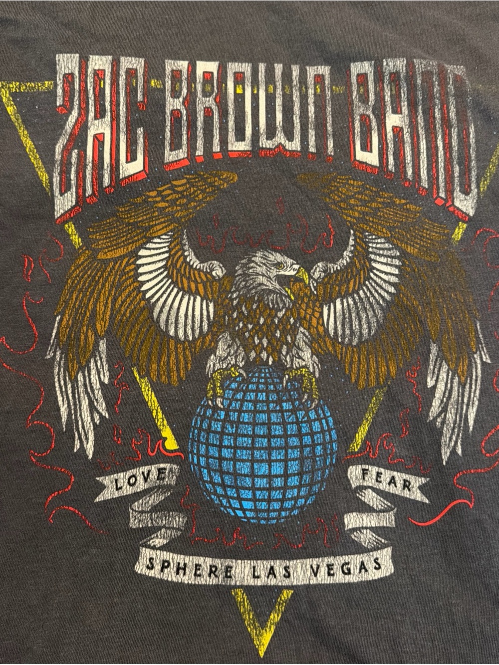 $50 Zac Brown Band Love Fear Sphere Las Vegas Concert T-Shirt Comfort Colors M